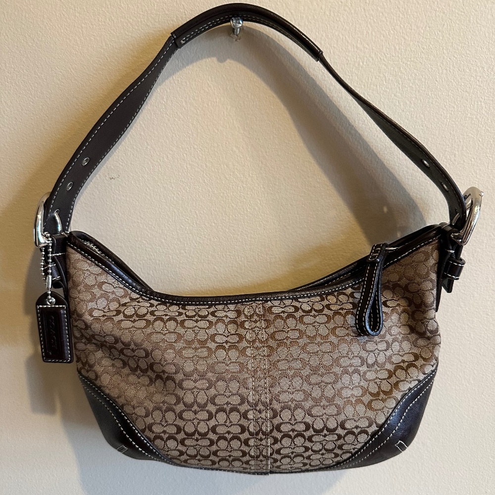 Coach Hobo Shoulder Bag Authentic Vintage Mini Brown Signature cc